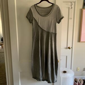 RUNDHOLZ Black Label Small Dress Lagenlook Short Sleeve Gray Stretch Cotton